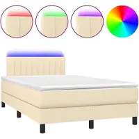 vidaXL Boxspring met matras en LED stof crèmekleurig 120x190 cm