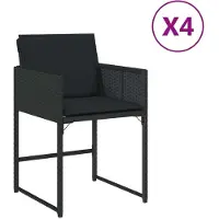 vidaXL Tuinstoelen 4 st met kussens poly rattan zwart