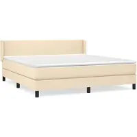 vidaXL Boxspring met matras stof crèmekleurig 160x200 cm