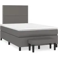 vidaXL Boxspring met matras kunstleer grijs 120x190 cm