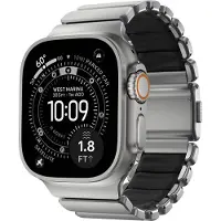 Nomad Stratos Band Titanium Apple Watch 49 / 46 / 45 Mm Bandje Natural / Zwart