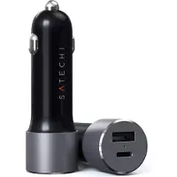 Satechi USB-C PD Dubbele Autolader 40W, Auto-adapter, Grijs