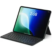 Satechi OntheGo Draadloos Toetsenbord – Geïntegreerde Verstelbare Houder – Oplaadbare Batterij voor Langdurig Gebruik – Multitasken met Drie Apparaten Tegelijkertijd - Zwart