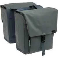 New Looxs Tulum Double - Dubbele Fietstas - 100% Gerecycled Polyester - Geschikt voor Elektrische Fietsen - Geschikt voor elke Bagagedrager - 32 Liter - Grey-Green