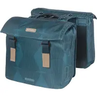 Basil Elegance Dubbele Fietstas 40-49L Estate Blue Waterafstotend Gerecycled PET Met MIK Adapterplaat Duurzaam & Stijlvol