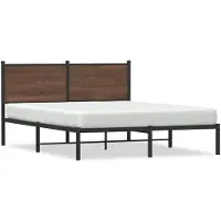 vidaXL Bedframe zonder matras metaal bruin eikenkleurig 137x190 cm