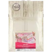 Funcakes Pure Taartdoos met Venster Vierkant - Karton - Houtlook - 2 Stuks - 26x26x12 cm