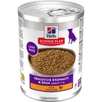Hill's Pet Nutrition Adult Sensitive Stomach & Skin nat hondenvoer met kip blik 2 trays (24 x 370 g)