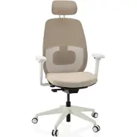 Hjh OFFICE Ergonomische bureaustoel Skandis Pro met hoofdsteun beige / wit frame