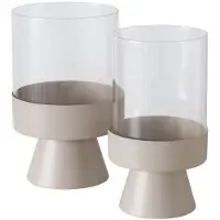 Boltze Lantaarn Pallas (Kroonluchter van gepoedercoat ijzer en helder glas, beige, rond, 2-delig) 2034703