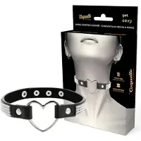 Coquette - choker met strasstenen - hart hanger - zwart