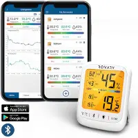 Rovary RH10 Binnenklimaat Meter met App- luchtvochtigheidsmeter - thermometer - thermometer voor binnen - hygrometer - Digitaal - Thermostaat - Lucht vochtigheidsmeter