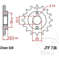 ItalyRacing 520 Jtf736.16 Steel Voortandwiel