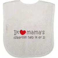 Funnies Witte slab met "Ik hou van mama's, daarom heb ik er 2"