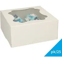 Funcakes Cupcake Doos voor 4 Cupcakes of Muffins - Wit - 25 Stuks - Cupcake Bewaardoos