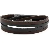 Lucleon Donkerkleurige Roy Dubbele Wikkelarmband met Staal