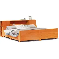 vidaXL Bedframe zonder matras massief grenenhout wasbruin 200x200 cm