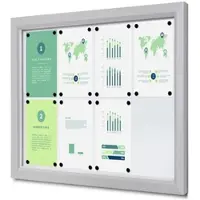 SHOWDOWN Vitrine Magnetisch 8 x A4 Wandmontage Afsluitbaar Buiten 97 (B) x 70,5 (H) cm Zilver