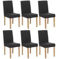Mendler Set van 6 eetkamerstoelen, stoelen voor de keuken, model Littau Textiel, zwart, lichte poten