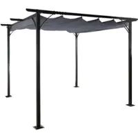 Mendler Pergola HWC-C42, tuinpaviljoen, stabiele constructie van 6 cm + schuifdak, ongeveer 3,5 x 3,5 meter, grijs