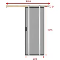 Vente-unique Schuifdeur met schuifsysteem - Aluminium en gerookt gehard glas - H205 x B73 cm - LINCI II