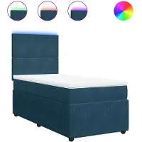 vidaXL Boxspring met matras fluweel blauw 90x200 cm