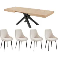 Vente-unique Set tafel CATONAV + 4 stoelen MASURIE - Naturel en crèmewit