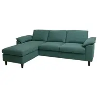 Mendler Bankstel HWC-O71, hoekbank, met een liggedeelte aan de linker- of rechterkant, bekleding van stof (320 g/m²), frame van hout, afmetingen 84x229x140 cm, kleur: grijs-groen