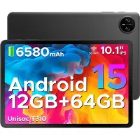 Doogee TAB A9 - Tablet - Android 15 - 12GB RAM + 64GB ROM（2TB/TF） - 10 Inch - 6580 mAh - 5G WiFi - Tablet Unisoc T310 - Dubbele Luidspreker - 3,5 mm aansluiting - Face ID - Zwart