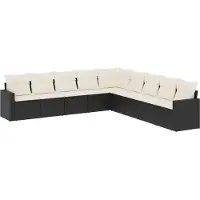vidaXL 9-delige Loungeset met kussens poly rattan zwart