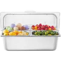 Vevor Bijgerechtcontainer Ingrediëntencontainer Gastronormcontainer van roestvrij staal (4 x 1/4 containers)