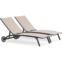 Oviala - Set van 2 taupe ligstoelen - Santa Monica