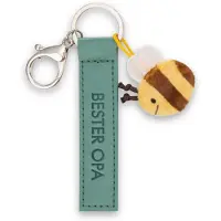 Magni sleutelhanger Beste Opa kunstlederen band groen 10cm met bij