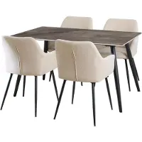 Ebuy24 Wicklow eethoek tafel met 4 stoelen grijs, beige.