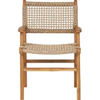 House Nordic Eetkamerstoel Derby - Teak/Rotan - Incl. Armleuning - Set van 2