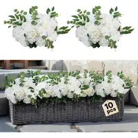 Vevor Kunstbloemen, 10 stuks, 450 mm diameter witte rozen, bloembollen, kunstmatige bloemstukken voor bruiloftsdecoraties, tafeldecoraties voor thuis