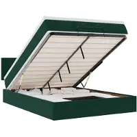 vidaXL Ottoman bed met matras en LED's 140x200cm fluweel donkergroen