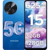 Doogee Note59 5G-Smartphone-Android 15-32 GB RAM+128 GB ROM-6250 mAh -Mobiele Telefoon-6,75 inch HD+ 120 Hz-AI camera-Dual SIM-NFC - Blauw