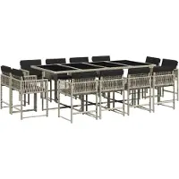 vidaXL 13-delige Tuinset met kussens poly rattan lichtgrijs