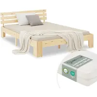 Homestyle4u Twijfelaarbedden - 120x200 cm - Houten bed - met matras en lattenbodem - Natuur