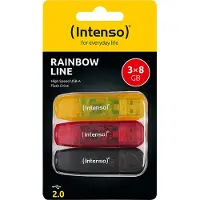 Intenso Rainbow Line USB-stick Retail 8 GB Zwart, Rood, Geel 3502463 USB-A 2.0