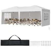 StarTech.com Partytent - Tuinpaviljoen - Afmeting 5,9 x 2,96 x 2,65 m - Met Zijwanden - Geventileerde Ramen - 3 Hoogte-instellingen - Zonwering - Wit