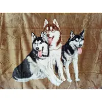 Elway Plaid 160x210 cm - Dik acryl, Husky-motief, Bruin