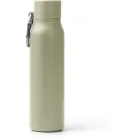 Roly Groen/beige dubbelwandige thermosfles RVS 550 ml, matte afwerking inclusief karabijnhaak