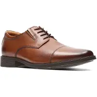 Clarks Shoes Clarksvoor mannen. 26130096 Tilden Cap bruin leren schoenen (48), Leer, Plat, Veters, Casual, Klassiek