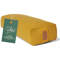 #DoYourYoga - Hoekig Yoga bolster - »Paravati« - Meditatiekussen met bio-organische Spelt vulling - L67 cm & diam.13 cm - indisch geel