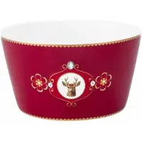 Pip studio Kom Love Birds Medallion Deer Dark Red 15 cm (Set van 4)