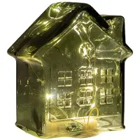 Coen Bakker LED Huisje glas groen H14cm groen Glas Kerstverlichting Figuur