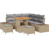 vidaXL Tuinbank Set 8 st Beige Poly rattan