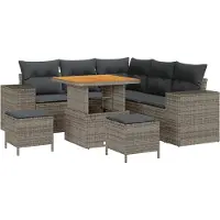 vidaXL Tuinbank Set 8 st 7-Aantal zitplaatsen Grijs poly rattan